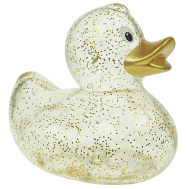 Gold Glitter Milchglas Ente Badeente Quietscheente Factotum