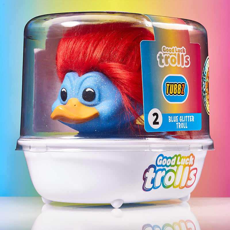 Trolls Blau Glitzer Glitter Troll Ente Badeente Sammelfigur TUBBZ