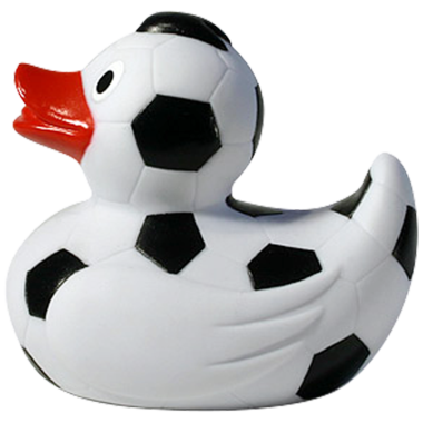 Fussball Ente Badeente Quietscheente Gummiente Factotum