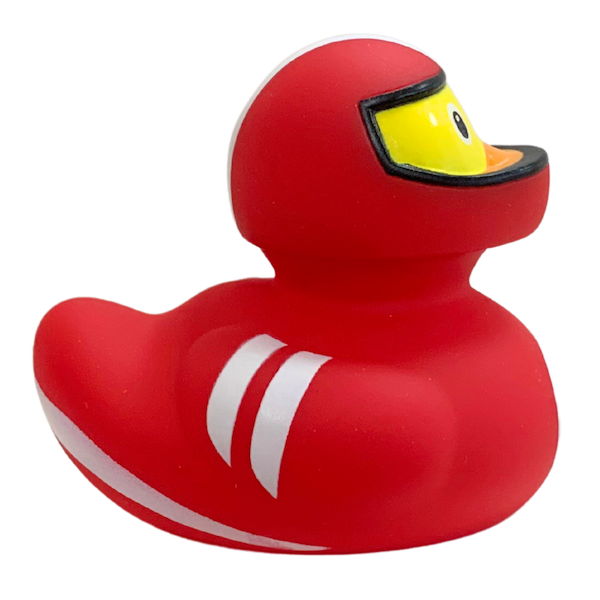 Rennfahrer Rot Ente Badeente Quietscheente Gummiente Lilalu