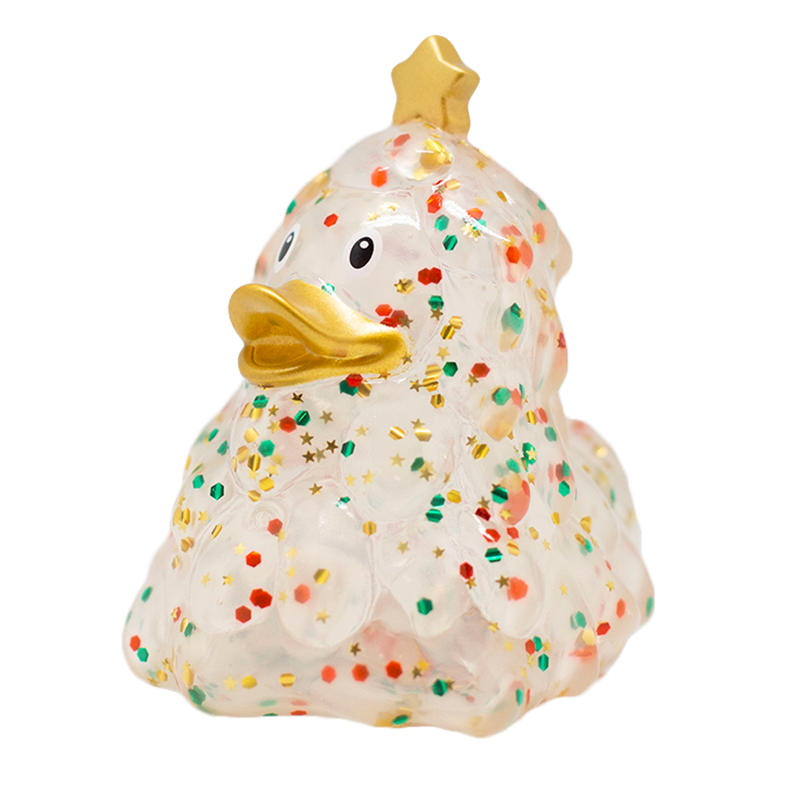 Glitzer Weihnachtsbaum Ente Badeente Quietscheente Gummiente Lilalu