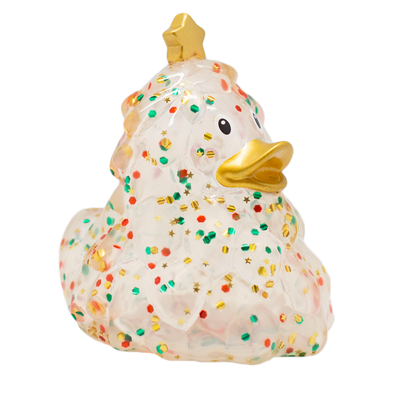 Glitzer Weihnachtsbaum Ente Badeente Quietscheente Gummiente Lilalu